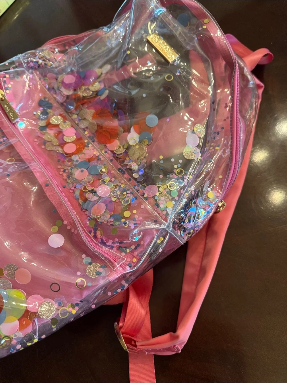 Pink Clear Sequin Confetti Backpack